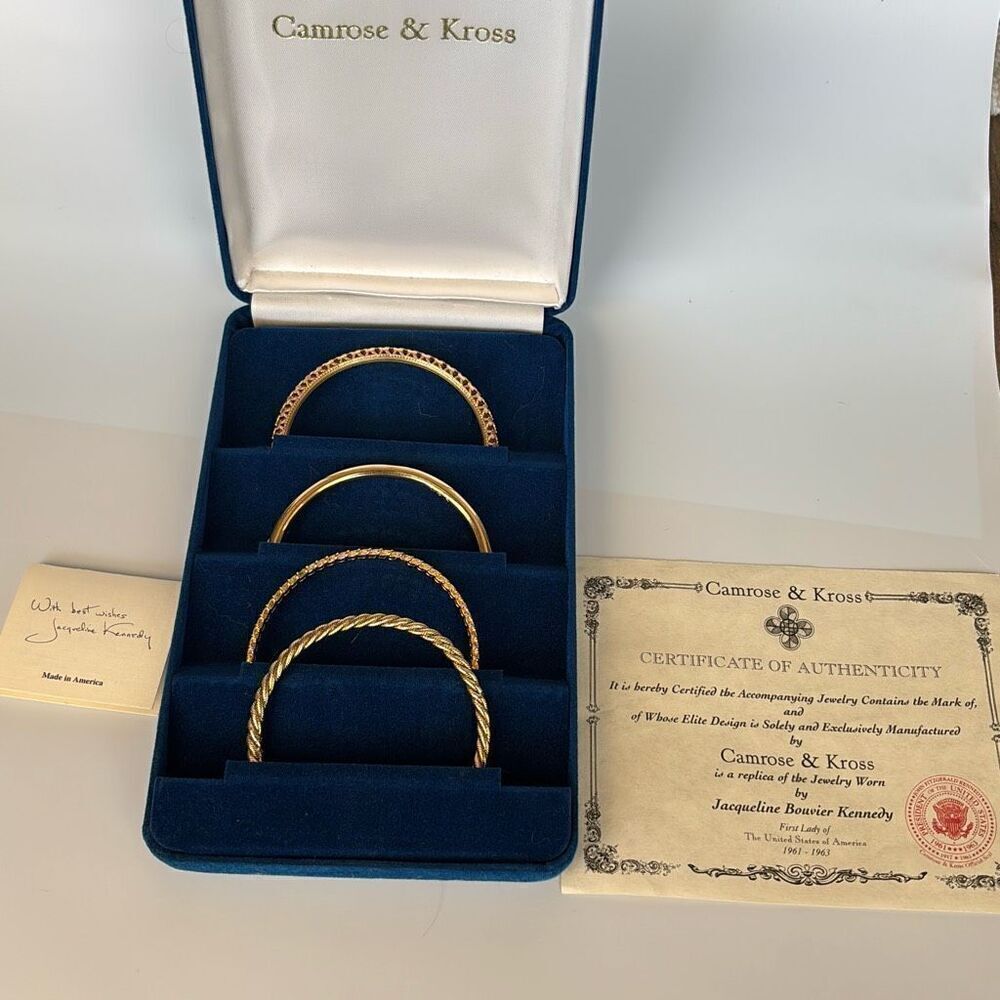 NIB Camrose & Kross JB Kennedy 4 bangle bracelets 24kt YGP